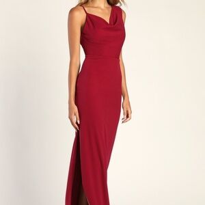 Lulus Modern Marvel Berry Pink Asymmetrical Cowl Maxi Dress - Size XL